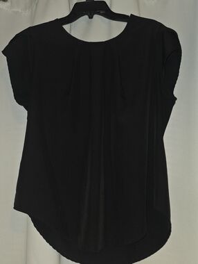 Classic Black Cap-Sleeve Blouse